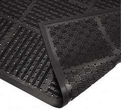 Wearwell - 6 Ft. Long x 3 Ft. Wide, Natural Rubber Surface, Raised Bars and Scrapers (Reversible) Entrance Matting - 7/16 Inch Thick, Outdoor, Heavy Traffic, Natural Rubber, Black, Series 227 - Apex Tool & Supply