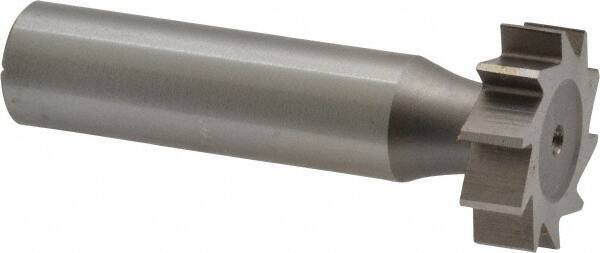 Made in USA - 7/8" Diam x 1/4" Face Width, High Speed Steel, 10 Teeth, Shank Connection Woodruff Keyseat Cutter - Uncoated, 2-1/4" OAL x 1/2" Shank, Straight Teeth, ANSI 807, Old Standard A - Apex Tool & Supply
