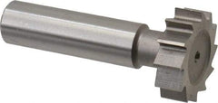 Made in USA - 1" Diam x 5/16" Face Width, High Speed Steel, 12 Teeth, Shank Connection Woodruff Keyseat Cutter - Uncoated, 2-5/16" OAL x 1/2" Shank, Straight Teeth, ANSI 1008, Old Standard B - Apex Tool & Supply