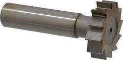 Made in USA - 1-1/8" Diam x 5/16" Face Width, High Speed Steel, 12 Teeth, Shank Connection Woodruff Keyseat Cutter - Uncoated, 2-5/16" OAL x 1/2" Shank, Straight Teeth, ANSI 1009, Old Standard C - Apex Tool & Supply