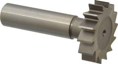 Made in USA - 1-1/4" Diam x 5/16" Face Width, High Speed Steel, 14 Teeth, Shank Connection Woodruff Keyseat Cutter - Uncoated, 2-5/16" OAL x 1/2" Shank, Straight Teeth, ANSI 1010, Old Standard D - Apex Tool & Supply