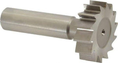 Made in USA - 1-1/4" Diam x 3/8" Face Width, High Speed Steel, 14 Teeth, Shank Connection Woodruff Keyseat Cutter - Uncoated, 2-3/8" OAL x 1/2" Shank, Straight Teeth, ANSI 1210, Old Standard E - Apex Tool & Supply