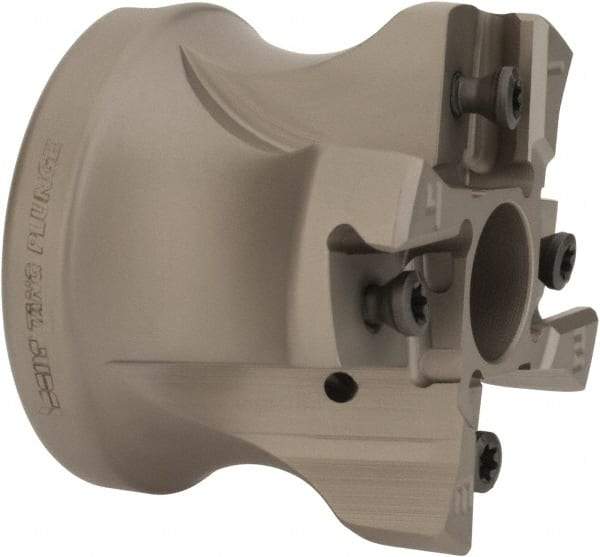 Iscar - 4 Inserts, 2" Cut Diam, 3/4" Arbor Diam, 0.118" Max Depth of Cut, Indexable Square-Shoulder Face Mill - 0/90° Lead Angle, 1.57" High, HTP LNHT 1606 Insert Compatibility, Through Coolant, Series TangPlunge - Apex Tool & Supply