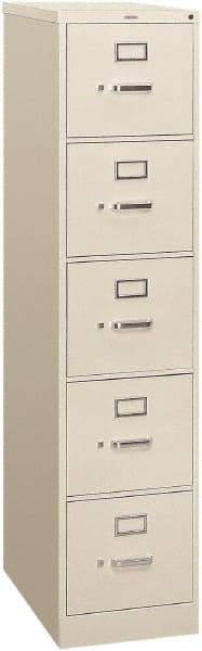 Hon - 15" Wide x 60" High x 26-1/2" Deep, 5 Drawer Vertical File - Steel, Light Gray - Apex Tool & Supply