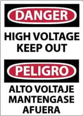 NMC - Accident Prevention Label, Header: DANGER - Legend: Danger - Pinch Point, English & Spanish, Black, Red & White, 3" Long x 5" High, Sign Muscle Finish - Apex Tool & Supply