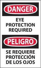 NMC - Accident Prevention Label, Header: DANGER - Legend: Danger - Eye Protection Required, English & Spanish, Black, Red & White, 3" Long x 5" High, Sign Muscle Finish - Apex Tool & Supply