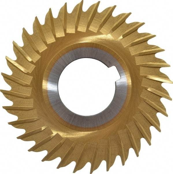 Made in USA - 3" Blade Diam x 3/32" Blade Thickness, 1" Hole, 32 Teeth, Cobalt Side Chip Saw - Straight Tooth, Arbor Connection, Right Hand Cut, TiN, with Keyway - Apex Tool & Supply