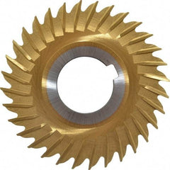 Made in USA - 3" Blade Diam x 3/32" Blade Thickness, 1" Hole, 32 Teeth, Cobalt Side Chip Saw - Straight Tooth, Arbor Connection, Right Hand Cut, TiN, with Keyway - Apex Tool & Supply