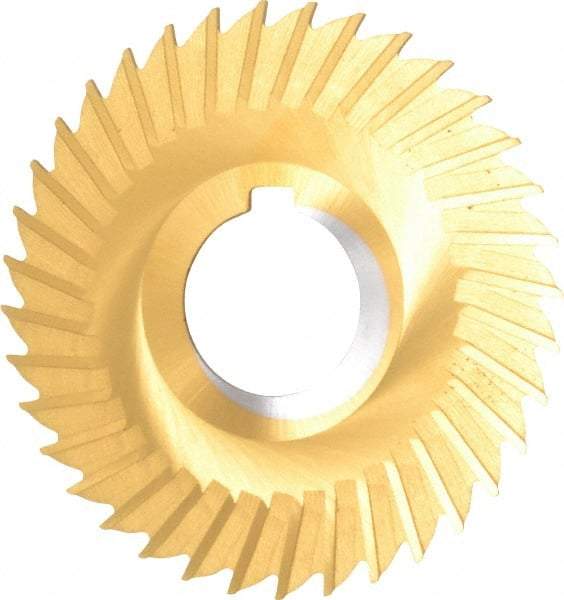 Made in USA - 4" Blade Diam x 1/16" Blade Thickness, 1-1/4" Hole, 36 Teeth, Cobalt Side Chip Saw - Straight Tooth, Arbor Connection, Right Hand Cut, TiN, with Keyway - Apex Tool & Supply