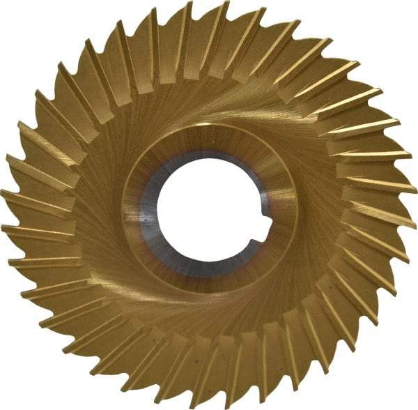 Made in USA - 4" Blade Diam x 3/32" Blade Thickness, 1" Hole, 36 Teeth, Cobalt Side Chip Saw - Straight Tooth, Arbor Connection, Right Hand Cut, TiN, with Keyway - Apex Tool & Supply