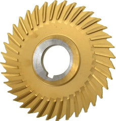 Made in USA - 4" Blade Diam x 3/16" Blade Thickness, 1" Hole, 36 Teeth, Cobalt Side Chip Saw - Straight Tooth, Arbor Connection, Right Hand Cut, TiN, with Keyway - Apex Tool & Supply