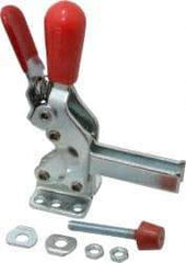 De-Sta-Co - 600 Lb Holding Capacity, Vertical Handle, Manual Hold Down Toggle Clamp - 66° Handle Movement, 75° Bar Opening, U-Bar, Flanged Base, Electro-Plated Zinc, Carbon Steel - Apex Tool & Supply