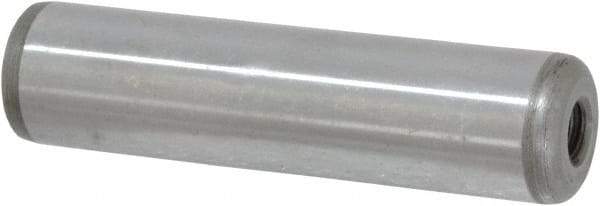 Jergens - 3/4" Diam x 3" Pin Length Alloy Steel Pull Out Dowel Pin - C 47-58 & C 60-64 (Surface) Hardness, 1 Beveled & 1 Threaded End - Apex Tool & Supply