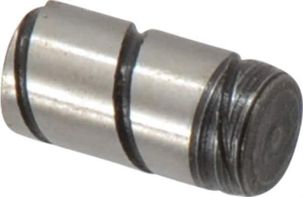 Jergens - 1/4" Diam x 1/2" Pin Length Alloy Steel Grooved Dowel Pin - C 47-58 & C 60-64 (Surface) Hardness, 1 Beveled & 1 Threaded End - Apex Tool & Supply