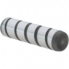 Jergens - 1/4" Diam x 1" Pin Length Alloy Steel Grooved Dowel Pin - C 47-58 & C 60-64 (Surface) Hardness, 1 Beveled & 1 Threaded End - Apex Tool & Supply