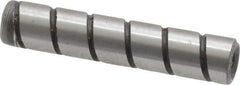 Jergens - 1/4" Diam x 1-1/4" Pin Length Alloy Steel Grooved Dowel Pin - C 47-58 & C 60-64 (Surface) Hardness, 1 Beveled & 1 Threaded End - Apex Tool & Supply