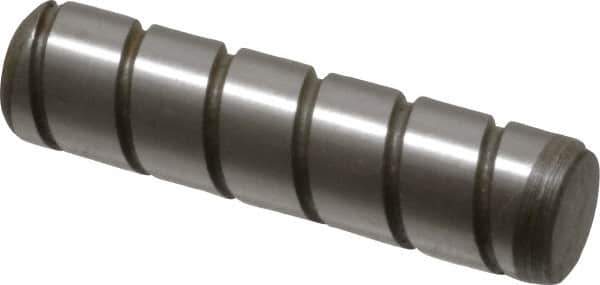 Jergens - 5/16" Diam x 1-1/4" Pin Length Alloy Steel Grooved Dowel Pin - C 47-58 & C 60-64 (Surface) Hardness, 1 Beveled & 1 Threaded End - Apex Tool & Supply
