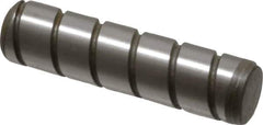 Jergens - 5/16" Diam x 1-1/4" Pin Length Alloy Steel Grooved Dowel Pin - C 47-58 & C 60-64 (Surface) Hardness, 1 Beveled & 1 Threaded End - Apex Tool & Supply