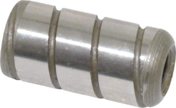 Jergens - 3/8" Diam x 3/4" Pin Length Alloy Steel Grooved Dowel Pin - C 47-58 & C 60-64 (Surface) Hardness, 1 Beveled & 1 Threaded End - Apex Tool & Supply