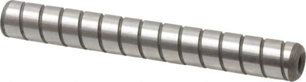 Jergens - 3/8" Diam x 3" Pin Length Alloy Steel Grooved Dowel Pin - C 47-58 & C 60-64 (Surface) Hardness, 1 Beveled & 1 Threaded End - Apex Tool & Supply