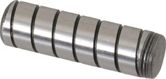 Jergens - 7/16" Diam x 1-1/2" Pin Length Alloy Steel Grooved Dowel Pin - C 47-58 & C 60-64 (Surface) Hardness, 1 Beveled & 1 Threaded End - Apex Tool & Supply