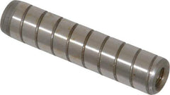 Jergens - 7/16" Diam x 2" Pin Length Alloy Steel Grooved Dowel Pin - C 47-58 & C 60-64 (Surface) Hardness, 1 Beveled & 1 Threaded End - Apex Tool & Supply