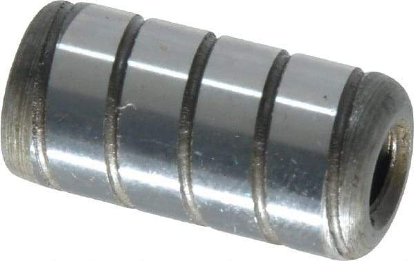 Jergens - 1/2" Diam x 1" Pin Length Alloy Steel Grooved Dowel Pin - C 47-58 & C 60-64 (Surface) Hardness, 1 Beveled & 1 Threaded End - Apex Tool & Supply