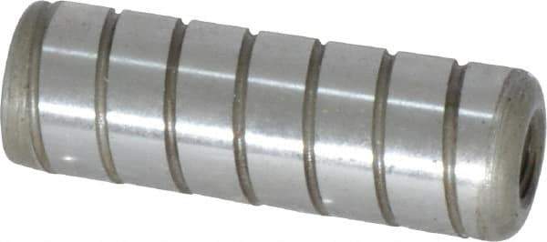 Jergens - 1/2" Diam x 1-1/2" Pin Length Alloy Steel Grooved Dowel Pin - C 47-58 & C 60-64 (Surface) Hardness, 1 Beveled & 1 Threaded End - Apex Tool & Supply
