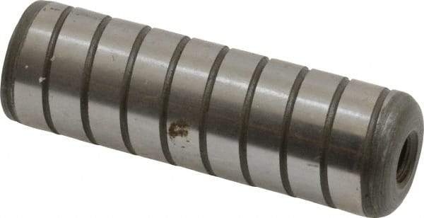 Jergens - 5/8" Diam x 2" Pin Length Alloy Steel Grooved Dowel Pin - C 47-58 & C 60-64 (Surface) Hardness, 1 Beveled & 1 Threaded End - Apex Tool & Supply