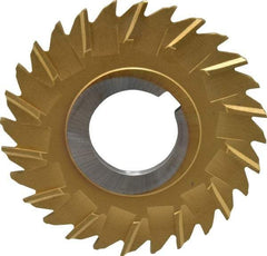 Made in USA - 3" Blade Diam x 1/8" Blade Thickness, 1" Hole, 28 Teeth, Cobalt Side Chip Saw - Staggered Tooth, Arbor Connection, Right Hand Cut, TiN, with Keyway - Apex Tool & Supply