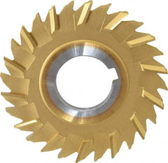 Made in USA - 3" Blade Diam x 3/16" Blade Thickness, 1" Hole, 28 Teeth, Cobalt Side Chip Saw - Staggered Tooth, Arbor Connection, Right Hand Cut, TiN, with Keyway - Apex Tool & Supply