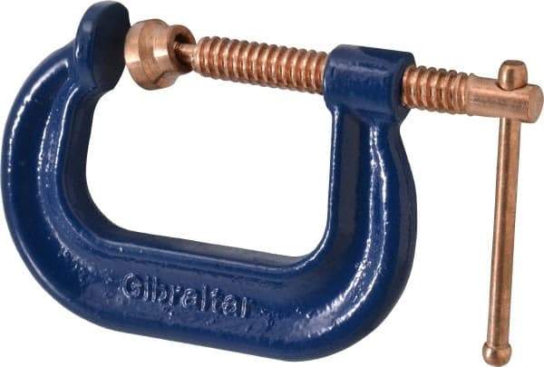 Gibraltar - Regular-Duty 2" Max Opening, 2" Throat Depth, Forged Steel Standard C-Clamp - 3,500 Lb Capacity, 0" Min Opening, Deep Throat, Copper Plated Screw - Apex Tool & Supply