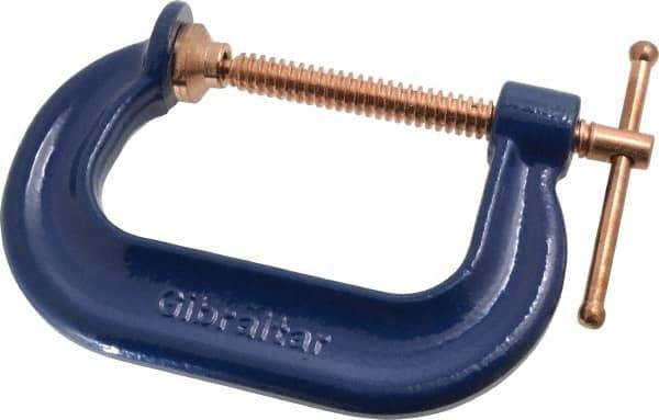 Gibraltar - Regular-Duty 3" Max Opening, 2-3/8" Throat Depth, Forged Steel Standard C-Clamp - 3,500 Lb Capacity, 0" Min Opening, Deep Throat, Copper Plated Screw - Apex Tool & Supply