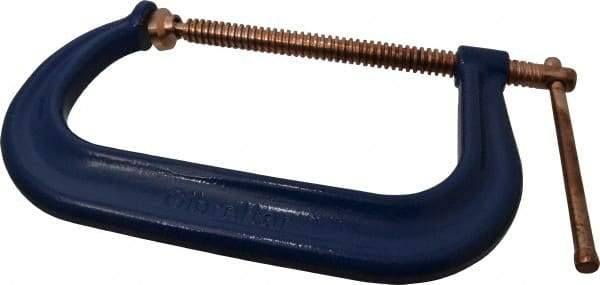 Gibraltar - Regular-Duty 8" Max Opening, 5" Throat Depth, Forged Steel Standard C-Clamp - 6,900 Lb Capacity, 0" Min Opening, Deep Throat, Copper Plated Screw - Apex Tool & Supply