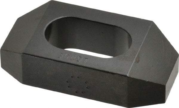 Gibraltar - 5/8" Stud, Steel, Plain Strap Clamp - 9/16" Travel, 2-1/2" OAL x 1-1/4" Wide x 5/8" High, Black Oxide Finish, Tapered Nose - Apex Tool & Supply