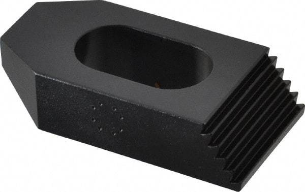 Gibraltar - 5/8" Stud, Steel, Serrated Strap Clamp - 9/16" Travel, 2-1/2" OAL x 1-1/4" Wide x 5/8" High, Black Oxide Finish, Tapered Nose - Apex Tool & Supply