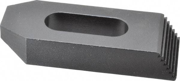 Gibraltar - 5/8" Stud, Steel, Serrated Strap Clamp - 1-3/16" Travel, 4" OAL x 1-1/2" Wide x 3/4" High, Black Oxide Finish, Tapered Nose - Apex Tool & Supply