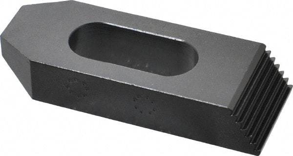 Gibraltar - 3/4" Stud, Steel, Serrated Strap Clamp - 1-1/16" Travel, 4" OAL x 1-1/2" Wide x 3/4" High, Black Oxide Finish, Tapered Nose - Apex Tool & Supply