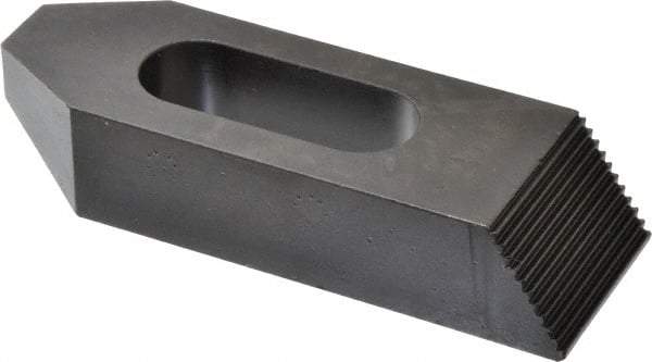 Gibraltar - 7/8, 1" Stud, Steel, Serrated Strap Clamp - 1-11/16" Travel, 6" OAL x 2" Wide x 1-1/4" High, Black Oxide Finish, Tapered Nose - Apex Tool & Supply