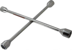 Omega Lift Equipment - 14" Long Cross Shaped Lug Nut Wrench Tire Iron - 11/16, 3/4, 13/16, 7/8" Hex - Apex Tool & Supply
