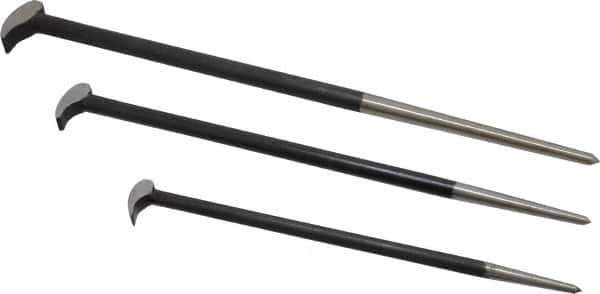 Value Collection - 3 Piece Rolling Head Pry Bar Set - 5/8" Head Width, Includes 12, 16 & 20" Lengths - Apex Tool & Supply