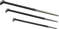 Value Collection - 3 Piece Rolling Head Pry Bar Set - 5/8" Head Width, Includes 12, 16 & 20" Lengths - Apex Tool & Supply