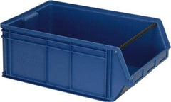 Quantum Storage - 140 Lb. Load Capacity, 29" Deep, Blue Polyethylene Hopper Stacking Bin - 11-7/8" High x 18-3/8" Wide x 29" Long - Apex Tool & Supply