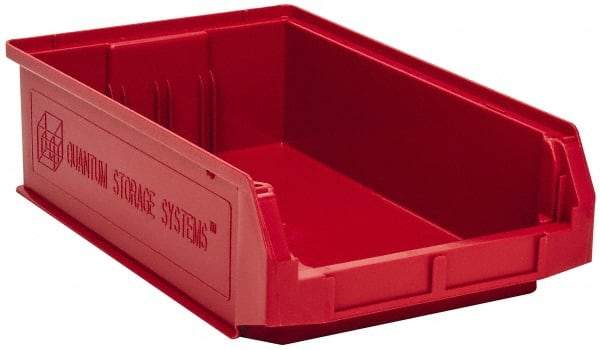 Quantum Storage - 80 Lb. Load Capacity, 19-3/4" Deep, Red Polyethylene Hopper Stacking Bin - 5-7/8" High x 12-3/8" Wide x 19-3/4" Long - Apex Tool & Supply