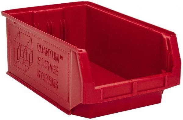 Quantum Storage - 90 Lb. Load Capacity, 19-3/4" Deep, Red Polyethylene Hopper Stacking Bin - 7-7/8" High x 12-3/8" Wide x 19-3/4" Long - Apex Tool & Supply