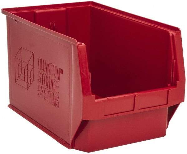 Quantum Storage - 100 Lb. Load Capacity, 19-3/4" Deep, Red Polyethylene Hopper Stacking Bin - 11-7/8" High x 12-3/8" Wide x 19-3/4" Long - Apex Tool & Supply