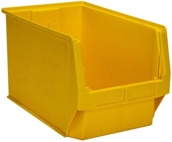 Quantum Storage - 100 Lb. Load Capacity, 19-3/4" Deep, Yellow Polyethylene Hopper Stacking Bin - 11-7/8" High x 12-3/8" Wide x 19-3/4" Long - Apex Tool & Supply
