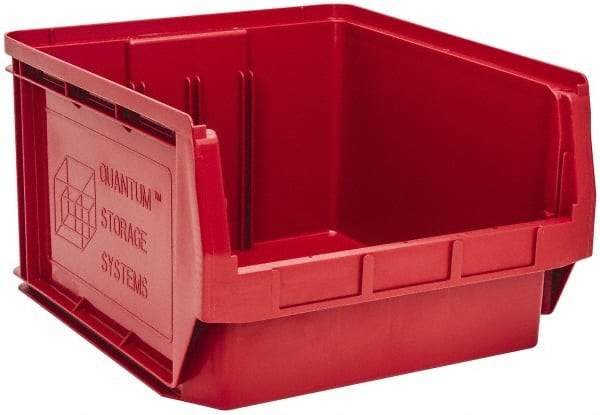Quantum Storage - 120 Lb. Load Capacity, 19-3/4" Deep, Red Polyethylene Hopper Stacking Bin - 11-7/8" High x 18-3/8" Wide x 19-3/4" Long - Apex Tool & Supply