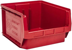 Quantum Storage - 120 Lb. Load Capacity, 19-3/4" Deep, Red Polyethylene Hopper Stacking Bin - 11-7/8" High x 18-3/8" Wide x 19-3/4" Long - Apex Tool & Supply