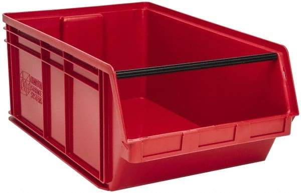 Quantum Storage - 140 Lb. Load Capacity, 29" Deep, Red Polyethylene Hopper Stacking Bin - 11-7/8" High x 18-3/8" Wide x 29" Long - Apex Tool & Supply
